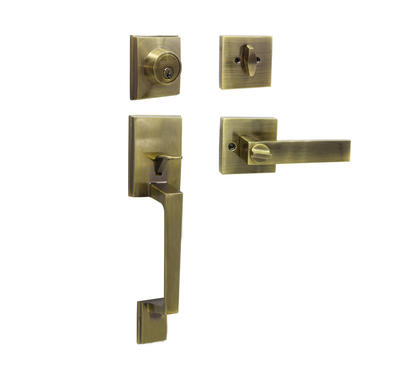 Stanley Houston Entrance Lever Single Cylinder Backset 60/70mm (Satin Nickel/ Antique Brass finishing)