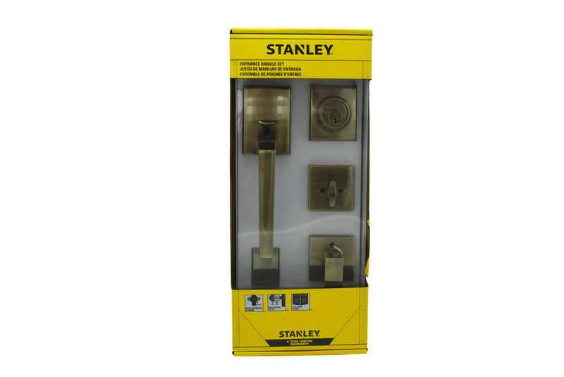 Stanley Houston Entrance Lever Single Cylinder Backset 60/70mm (Satin Nickel/ Antique Brass finishing)