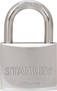 Stanley Solid Brass Standard Shackle Chrome Coated Padlock 30mm/ 40mm/ 50mm