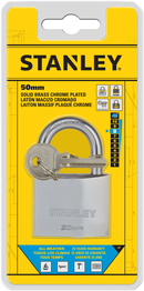 Stanley Solid Brass Standard Shackle Chrome Coated Padlock 30mm/ 40mm/ 50mm