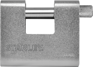 Stanley Solid Brass Rectangular Padlock With Hardened Steel Case 80mm/ 90mm