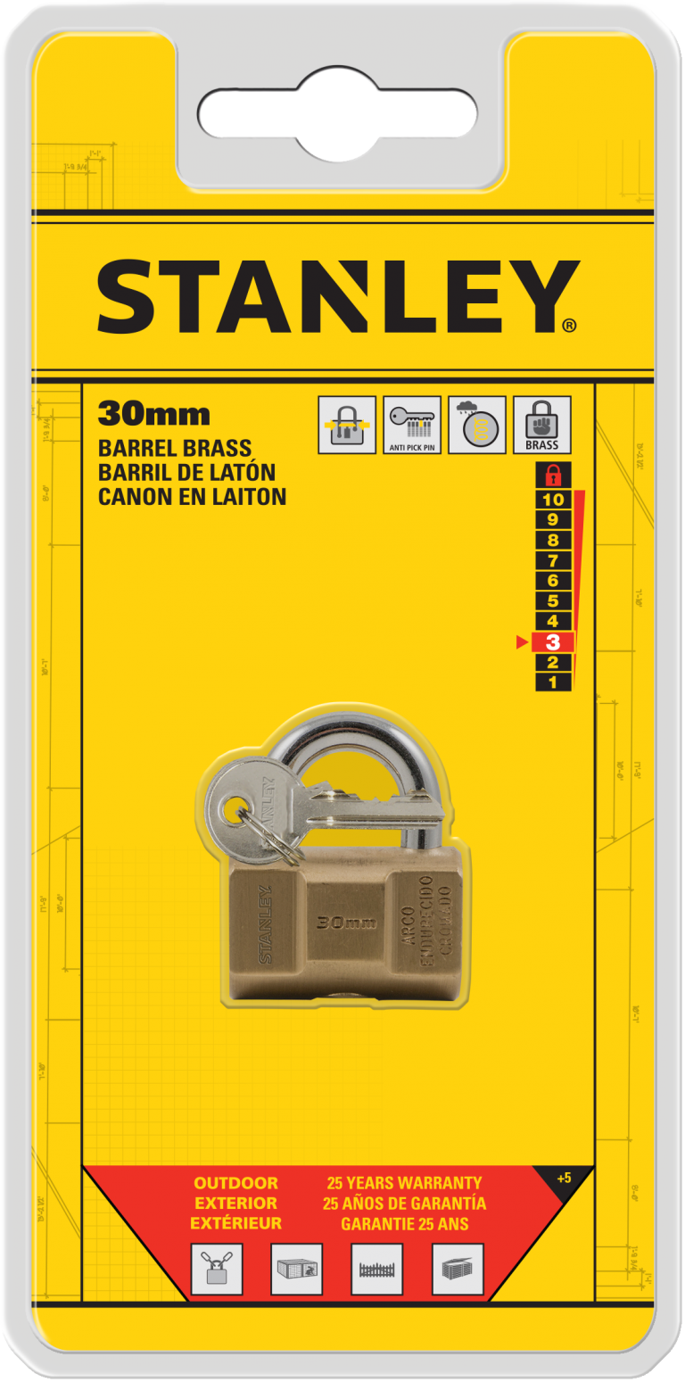 Stanley Barrel Brass Padlock 30mm/ 40mm/ 50mm/ 70mm