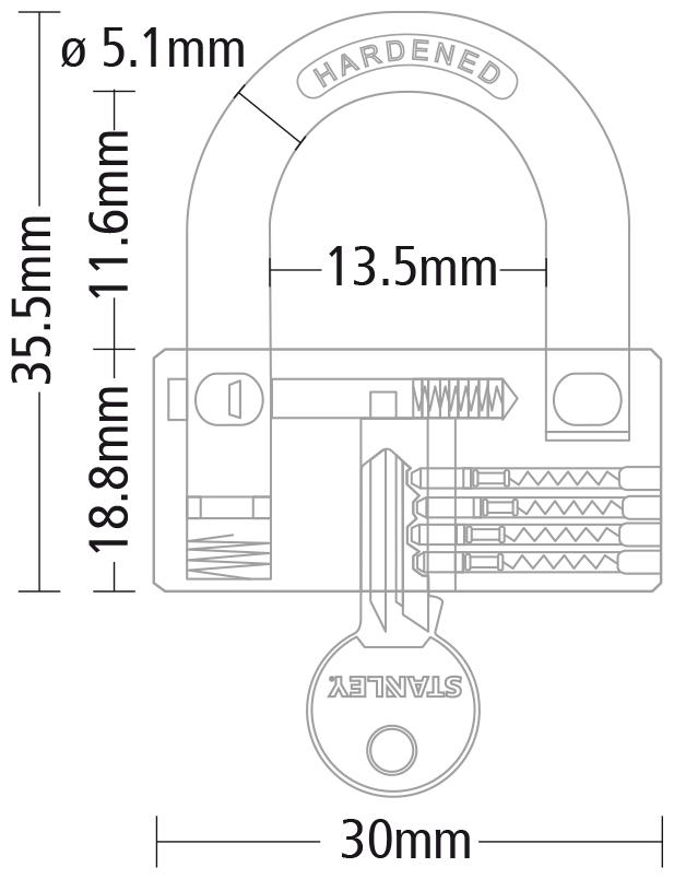 Stanley Barrel Brass Padlock 30mm/ 40mm/ 50mm/ 70mm