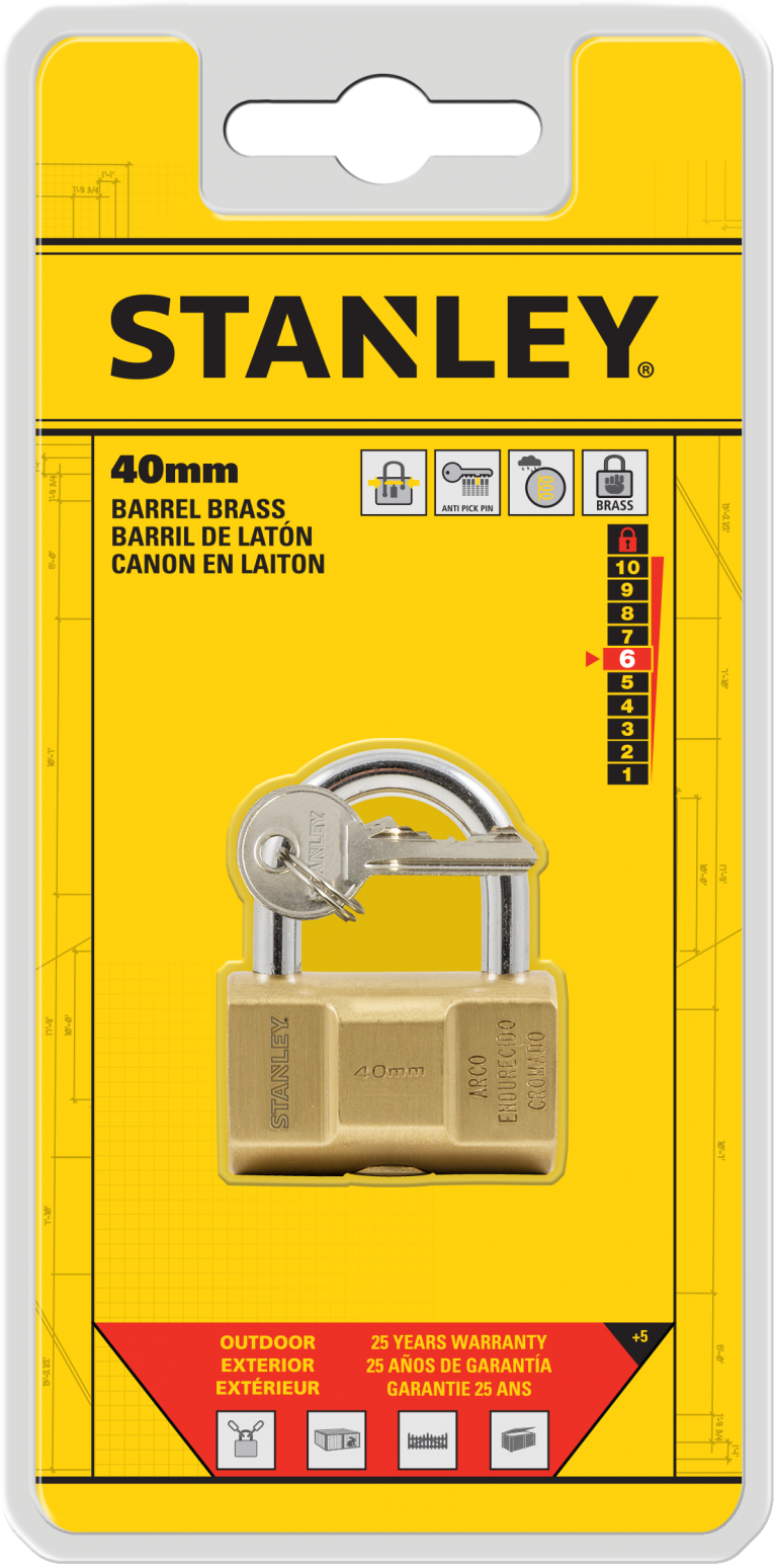 Stanley Barrel Brass Padlock 30mm/ 40mm/ 50mm/ 70mm
