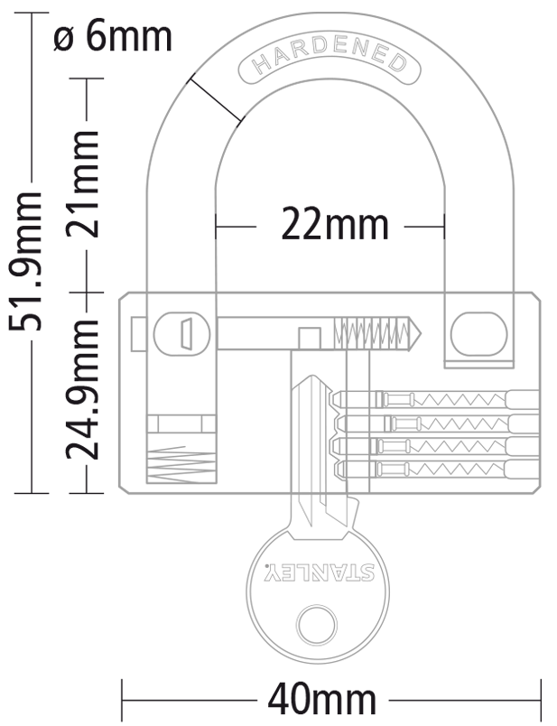 Stanley Barrel Brass Padlock 30mm/ 40mm/ 50mm/ 70mm