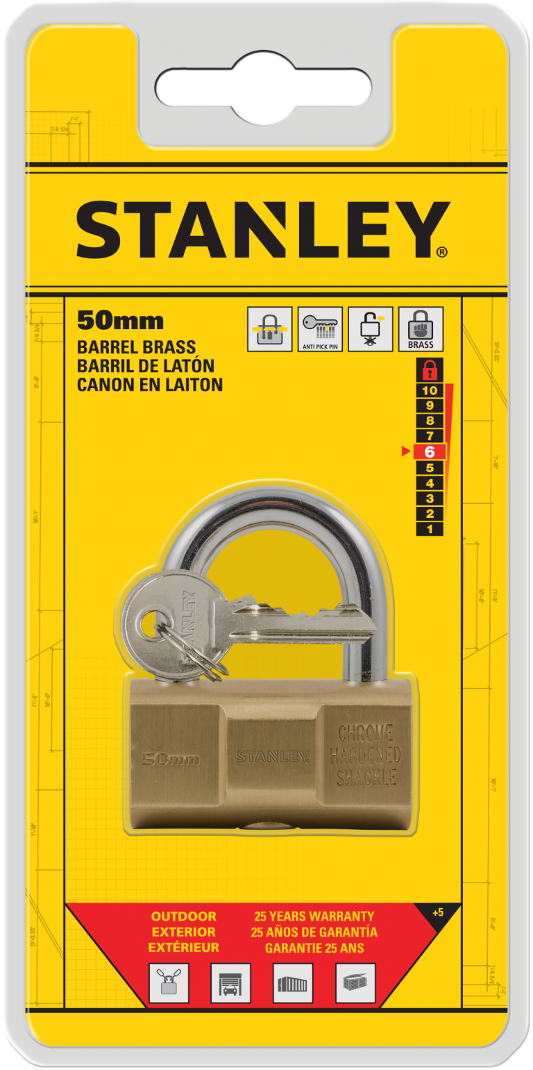 Stanley Barrel Brass Padlock 30mm/ 40mm/ 50mm/ 70mm