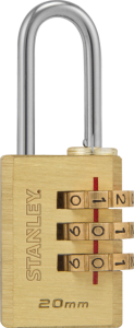 Stanley Solid Brass Combination Padlock 3 Digit 20mm/ 30mm