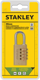 Stanley Solid Brass Combination Padlock 4 Digit 30mm/ 40mm