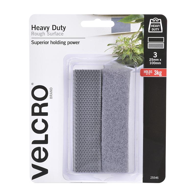 Velcro Brand Rough Surface Stick on 25 mm X 100 mm Grey
