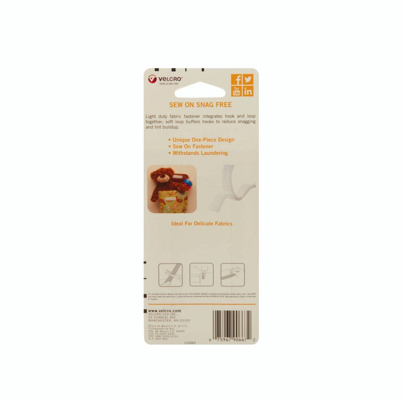Velcro Brand Sew on Snag Free 1.9 cm X 0.9 Meter White